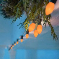 Goothy Halloween C7 Orange String Lights 25Ft Vintage Orange Lights With 27 Ceramic Orange Bulbs 2 Spare Hanging Outdoor Str