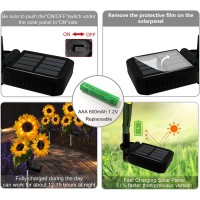 3 Pack Sunflower Solar Lights Outdoor Decor With 3 Led Sunflower Yellow Flower Lights Decorative Waterproof For Patio Lawn Garde