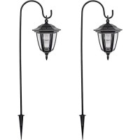 Maggift 34 Inch Hanging Solar Lights, Decorative Garden Lanterns With 2 Shepherd Hooks, Solar Powered Coach Lights, Warm White Led Outdoor Lighting For Landscape, Yard, Pathway And Patio, 2 Pack