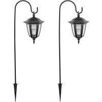 Maggift 34 Inch Hanging Solar Lights, Decorative Garden Lanterns With 2 Shepherd Hooks, Solar Powered Coach Lights, Warm White Led Outdoor Lighting For Landscape, Yard, Pathway And Patio, 2 Pack