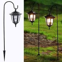 Maggift 34 Inch Hanging Solar Lights, Decorative Garden Lanterns With 2 Shepherd Hooks, Solar Powered Coach Lights, Warm White Led Outdoor Lighting For Landscape, Yard, Pathway And Patio, 2 Pack