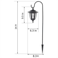 Maggift 34 Inch Hanging Solar Lights, Decorative Garden Lanterns With 2 Shepherd Hooks, Solar Powered Coach Lights, Warm White Led Outdoor Lighting For Landscape, Yard, Pathway And Patio, 2 Pack