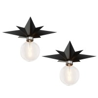 Flush Mount Ceiling Light - 2 Pack Black Star Light Fixtures Mid-Century Close To Ceiling Light Fixtures Moravian Star Flush Mount Light Fixture Modern Ceiling Light For Kitchen Hallway Bathroom