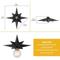 Flush Mount Ceiling Light - 2 Pack Black Star Light Fixtures Mid-Century Close To Ceiling Light Fixtures Moravian Star Flush Mount Light Fixture Modern Ceiling Light For Kitchen Hallway Bathroom