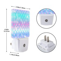 Caifujiqi Pink Mermaid Fish Scale Plug-In Night Light Dusk To Dawn Smart Sensor White Led Nightlight For Bedroom Bathroom Kitchen Hallway Stairs Hallway Energy Efficient Decor Desk Lamp