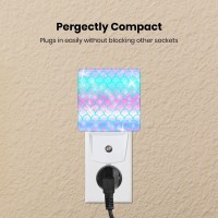 Caifujiqi Pink Mermaid Fish Scale Plug-In Night Light Dusk To Dawn Smart Sensor White Led Nightlight For Bedroom Bathroom Kitchen Hallway Stairs Hallway Energy Efficient Decor Desk Lamp