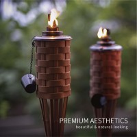 Onethatch Citronella Torches Brown Color 4Pack Bamboo Torch Perfect For Outdoor Lighting Luau Summer Parties And Garden