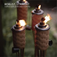 Onethatch Citronella Torches Brown Color 4Pack Bamboo Torch Perfect For Outdoor Lighting Luau Summer Parties And Garden