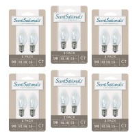 Scentsationals 15W Bulbs For Accent Wax Warmer, 15 Watt Light Bulb Candelabra E12 Base - Replacement Electric Wall Plug-In Wax Melter Candle, Certified Style C7 120 Volt (6-Pack - 12 Bulbs)