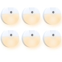 Aultra Night Light Led Round Night Lights Plug Into Wall - Dusk To Dawn Sensor Activated, Automated On & Off, Used For Kitchen, Bathroom, Home Improvement, Bedroom 6-Pack