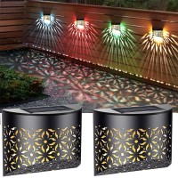 Tijnn Solar Deck Lights-2 Pack Ip65 Waterproof, Led Landscape Lighting Solar Outdoor Light Solar Garden Light, Suitable For Yard, Backyard, Patio - Wrought Iron Pattern