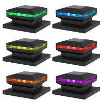 Maggift 6 Pack Solar Post Lights, Outdoor Rgb Color Changing Light For Fence Deck Patio, Solar Powered Caps, High Brightness Decorative Lighting, Lamp Fits 4X4, 5X5 Or 6X6 Wooden Posts