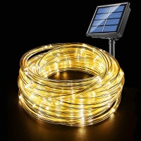 Fatpoom Solar Lights Rope Lights Solar Powered String Lights 40Ft 120 Leds 8 Modes Fairy Lights Outdoor Decoration Lighting For Garden Patio Party,Weddings,Christmas D�Cor White Warm