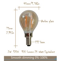 Ctkcom G45 E12 Amber Antique Led Edison Bulbs, Vintage Antique Dimmable Led Bulb 2 Watt 120V 2200K Warm White 100 Lumens 25 Watt Equivalent,4 Pack