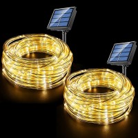 Fatpoom Solar Lights Rope Lights Solar Powered String Lights 40Ft 120 Leds 8 Modes Fairy Lights Outdoor Decoration Lighting For Garden Patio Party,Weddings,Christmas D�Cor White Warm 2Pack