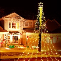 Puhong Christmas Decoration Snowflake Lights,320Led 16.4Ft Christmas Lights Outdoor Fairy Topper Lights[8 Modes & Waterproof],With 11