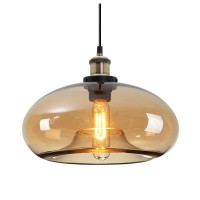 Debbte Industrial Vintage Colorful Glass Pendant Light Antique Bronze E27 Cap Ceiling Hanging Lamp Loft Chandelier For Farmhouse Kitchen (Grey)