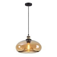 Debbte Industrial Vintage Colorful Glass Pendant Light Antique Bronze E27 Cap Ceiling Hanging Lamp Loft Chandelier For Farmhouse Kitchen (Grey)