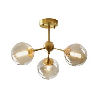 Bepuzz 3-Light Glass Sputnik Chandelier Gold Metal Brushed Brass Linear Hanging Pendant Light Magic Bean Molecule Ceiling Pendant Light Fixtures For Bedroom Living Room Hallway (3-Light)