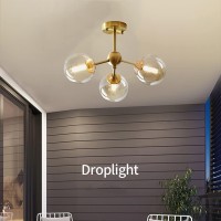 Bepuzz 3-Light Glass Sputnik Chandelier Gold Metal Brushed Brass Linear Hanging Pendant Light Magic Bean Molecule Ceiling Pendant Light Fixtures For Bedroom Living Room Hallway (3-Light)