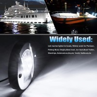 10Pcs White Dc 12V 3 Inch Round Marine Boat Interior Lights Transom Mount Led Stern Anchor Lights Led Night Fishing Lights Ip67 Waterproof Deck Led Courtesy Light