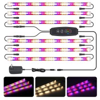 Led Grow Lights Strips For Indoor Plants, 3 Working Modes & 10 Dimmable Levels Plant Lights With Auto Cycle Timer 3/9/12Hrs, 36W Full Spectrum Diy Growing Lamps For Seedings Hydroponics, 6 Strips