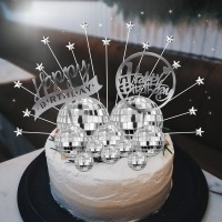 27Pcs Disco Ball Cake Toppers 70'S Disco Cake Decoration Dance Birthday Party Supplies