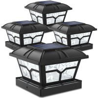 Siedinlar Solar Post Cap Lights Outdoor 2 Color Modes 8 Leds For 4X4 5X5 6X6 Posts Fence Patio Deck Decoration Warm White & Cool White Lighting Black (4 Pack)