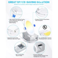 Ensenior 1 Pack 4 Inch Ultra-Thin Led Recessed Light With Junction Box, 2700K-6000K Selectable, 9W 75W Eqv, Dimmable, 750Lm High Brightness - Etl Certified