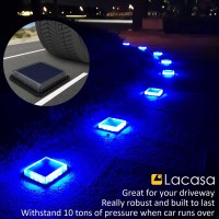 Lacasa Blue Solar Deck Lights 4 Pack Dusk To Dawn Large Battery Step Lights Big Solar Powered Waterproof Dock Lights Led Sola