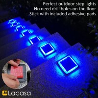 Lacasa Blue Solar Deck Lights 4 Pack Dusk To Dawn Large Battery Step Lights Big Solar Powered Waterproof Dock Lights Led Sola