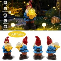 Vcdsoy Solar Gnome Waterproof Gifts For Mom Women Solar Outdoor Led Lights Resin Garden Gnome Statues Decor Lantern Figurines