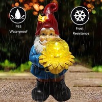 Vcdsoy Solar Gnome Waterproof Gifts For Mom Women Solar Outdoor Led Lights Resin Garden Gnome Statues Decor Lantern Figurines