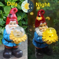 Vcdsoy Solar Gnome Waterproof Gifts For Mom Women Solar Outdoor Led Lights Resin Garden Gnome Statues Decor Lantern Figurines