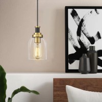 Zeyu Modern Gold Pendant Light 1Light Glass Hanging Light For Kitchen Dining Room Clear Glass Shade Black And Gold Finish Z