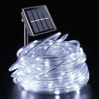 Yeguo Solar Christmas Lights Outdoor Waterproof, 72Ft 200 Led Solar String Lights Outdoor, Clear Pvc Tube White Solar Rope Lights