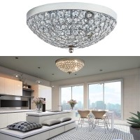 Dfl Flush Mount Crystal Ceiling Light, 2-Light Modern Chrome Finish Ceiling Light Fixture, Ceiling Light Fixture For Bedroom, Living Room, Dining Room, Closet Room, E12 Base, Bulb Not Included