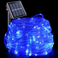 Yeguo Solar Christmas Lights Outdoor Waterproof, 72Ft 200 Led String Lights Blue, Clear Pvc Tube Solar Rope Lights 8 Modes