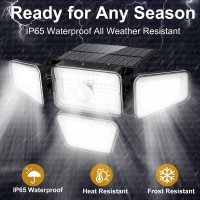 Solar Lights Outdoor, 270 Led 3000Lm Motion Sensor Light, Ip65 Waterproof 4 Heads 3 Modes 330Wide Angle 6500K Solar Powered Security Led Wireless Flood Lights Luces Solares Para Exteriores (2 Pack)