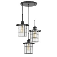 Add an industrial touch to your space with this lantern style hanging single three light pendant combo It features a smoth satin dark bronze finish with glass shade shades This pendant set includes six feet of cord and mounting hardware