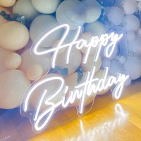 Neon lights are an ideal choice for decorating your home or party pull in the relationship between each other adjust the mood improve the quality of life and make simple life more colorful and interesting Name Happy Birthday Accessories include 1 neon lig