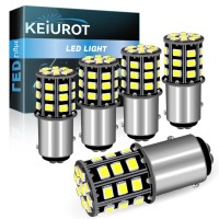 Keiurot 1157 Led Bulb 1034 2057 7528 Bay15D 2357 Light Bulb For Rv Camper Trailer Car Turn Signal Bulb Brake Light Bulb Tail Lights Back Up Parking Lights White, Pack Of 4