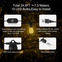 Brimax Outdoor String Lights 246Ft Usb Powered 10 Led Bulbs Waterproof Shatterproof Camping String Lights Dimmable Brightness