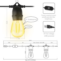 Brimax Outdoor String Lights 246Ft Usb Powered 10 Led Bulbs Waterproof Shatterproof Camping String Lights Dimmable Brightness