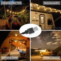 Brimax Outdoor String Lights 246Ft Usb Powered 10 Led Bulbs Waterproof Shatterproof Camping String Lights Dimmable Brightness