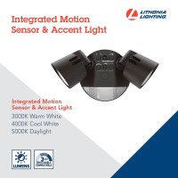 Lithonia Lighting Hgx Led 2Rh Alo Sww2 120 Pir Ddb M2 Homeguard Security Flood Lights 2150-2600 Lumens, 2-Light, Photocell Sensor And Motion Detection, Dark Bronze