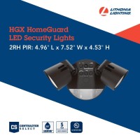 Lithonia Lighting Hgx Led 2Rh Alo Sww2 120 Pir Ddb M2 Homeguard Security Flood Lights 2150-2600 Lumens, 2-Light, Photocell Sensor And Motion Detection, Dark Bronze