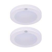 Lit-Path Led Motion Sensor Flush Mount Ceiling Lighting Fixture, Closet Light With Motion Sensor, 10.5W, 800 Lumen, 6.2 Inch, Anti-Rust Galvanized Housing, White Finish 3000K 2-Pack