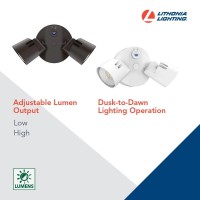 Lithonia Lighting Hgx Led 2Rh Alo 40K 120 Pe Ddb M2 Homeguard Security Flood Lights 1750-2750 Lumens, 2-Light, Photocell Sensor, Dark Bronze