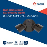 Lithonia Lighting Hgx Led 2Rh Alo 40K 120 Pe Ddb M2 Homeguard Security Flood Lights 1750-2750 Lumens, 2-Light, Photocell Sensor, Dark Bronze